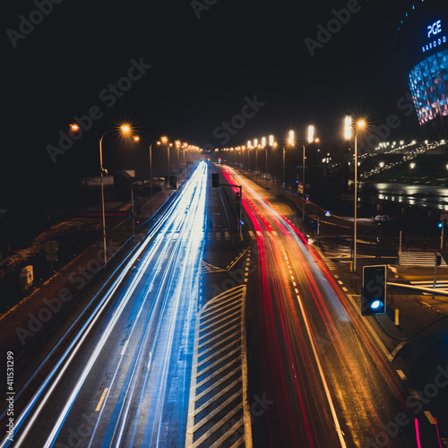 traffic on the highway hyperlapse lights