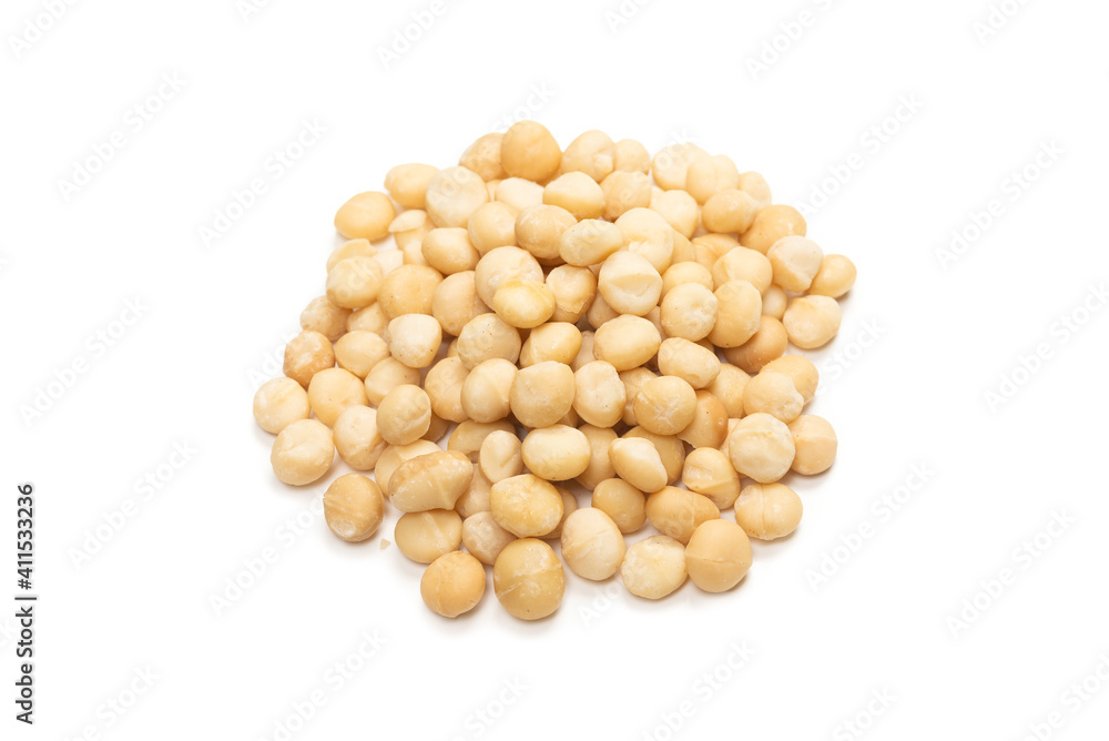 Macadamia nuts isolated on white background. Macadamia nuts isolated on white background.