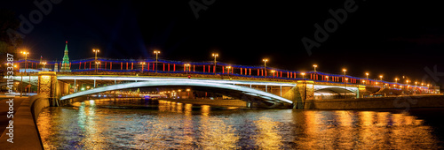 The night at Prechistenskaya embankment in Moscow, Russia photo