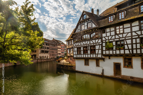 View of the city of Strasbourg in eastern France. Charming half-timbered houses. 