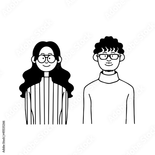 メガネの男女