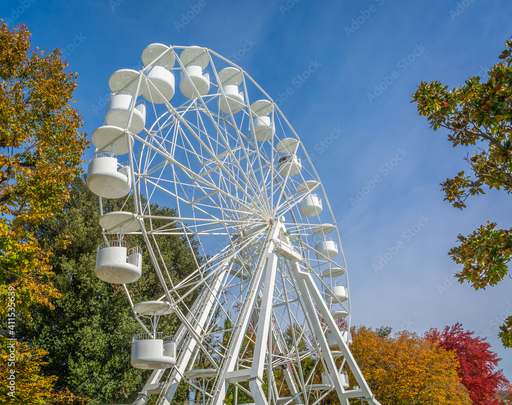 Ferris wheel in Bardolino Harbour, Bardolino on Garda lake, Veneto region, northern Italy - october 29, 2020 Ferris wheel in Bardolino Harbour, Bardolino on Garda lake, Veneto region, northern Italy - october 29, 2020
