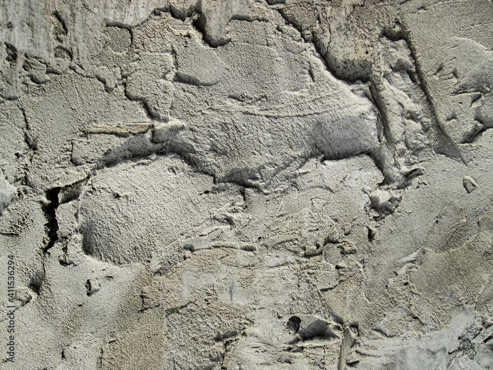 Rough smears cement. Rough, lumpy concrete. Gray grainy texture with ...