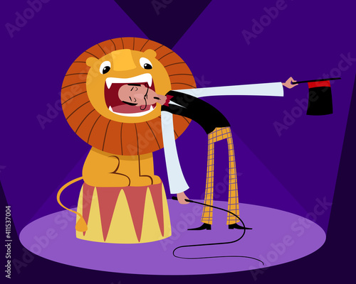 Tamer puts his head in the lion's mouth