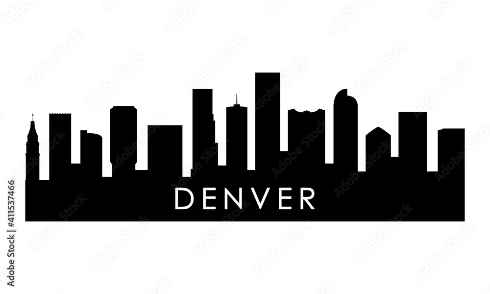 Denver skyline silhouette. Black Denver city design isolated on white background.