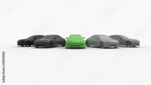 Canvas Print Electric vehicle cars, 3d rendering