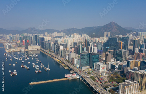 Aerial view of Kwun tong promenade, Kwun tong,hong kong .