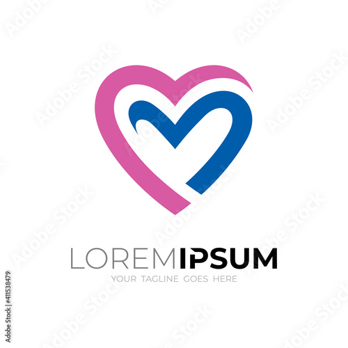 CM logo with love design combination, heart and letter CM logo, C, M, C and M