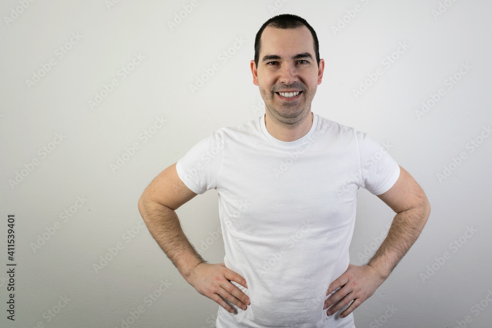 happy smiling young male man stand closeup white background happy smiling young male man stand closeup white background