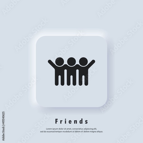 Friends vector icon men. Group, friendship icons. Best Friend logo. Vector. UI icon. Neumorphic UI UX white user interface web button.