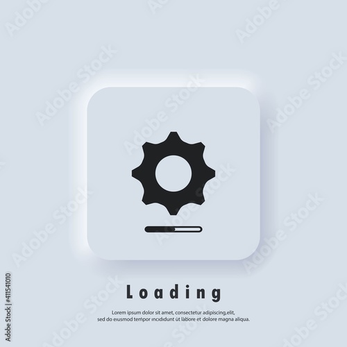 Loading and gear icon. Loading process. Progress bar icon. System software update. Update system icon. Concept of upgrade application progress icon.