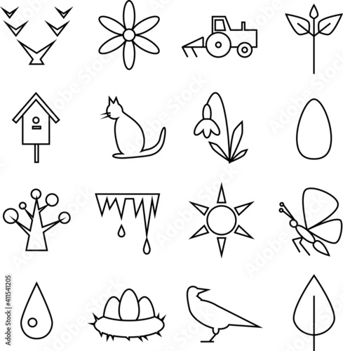 spring icon set black line