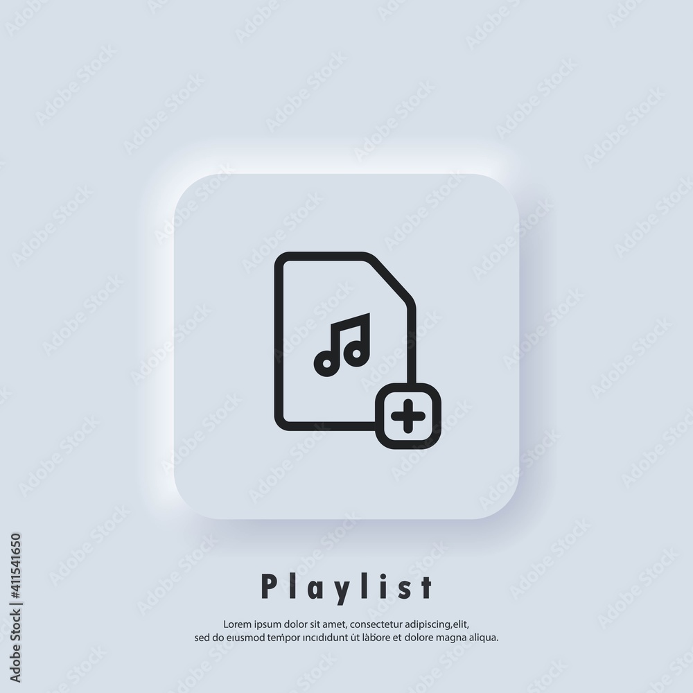 Favourite playlist icon. Songs. Music player. Playlist logo. Vector. UI icon. Neumorphic UI UX white user interface web button. Favourite playlist icon. Songs. Music player. Playlist logo. Vector. UI icon. Neumorphic UI UX white user interface web button.