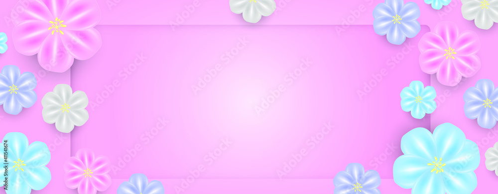 Delicate flowers on a PINK background. Floral template for postcard, banner, poster. Vector. Delicate flowers on a PINK background. Floral template for postcard, banner, poster. Vector.