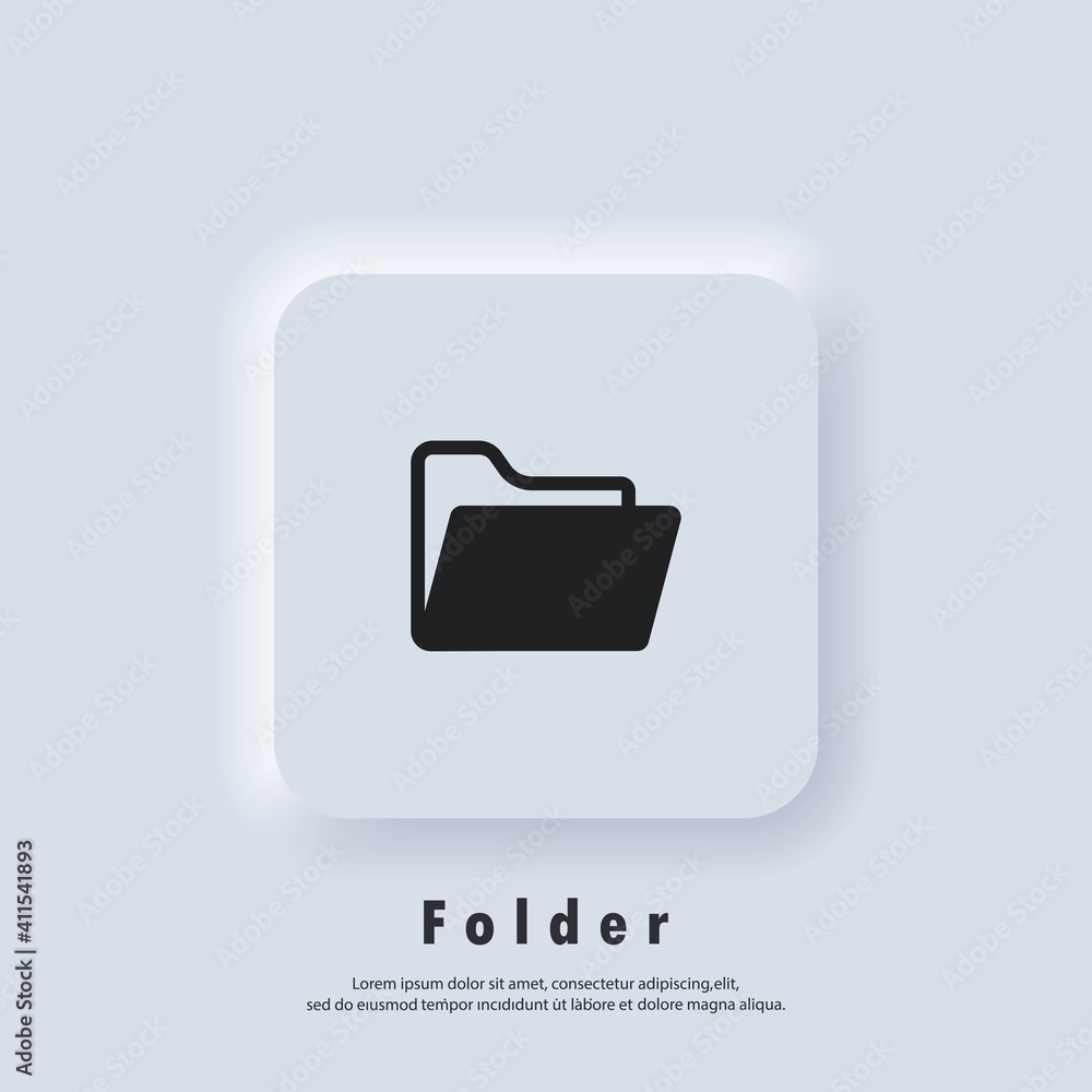 Folder document icon. Folder logo. Vector. UI icon. Neumorphic UI UX white user interface web button. Folder document icon. Folder logo. Vector. UI icon. Neumorphic UI UX white user interface web button.
