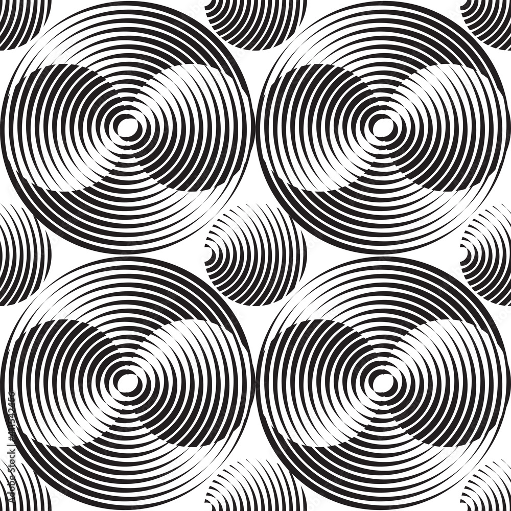 Abstract geometric background design. Circles strusture graphic seamless pattern. Infinity endless symbol. Vector illustration. Abstract geometric background design. Circles strusture graphic seamless pattern. Infinity endless symbol. Vector illustration.
