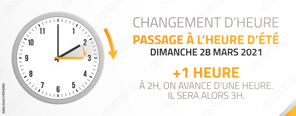 Passage à l'heure d'été - Changement d'heure le 28 Mars 2021 Passage à l'heure d'été - Changement d'heure le 28 Mars 2021