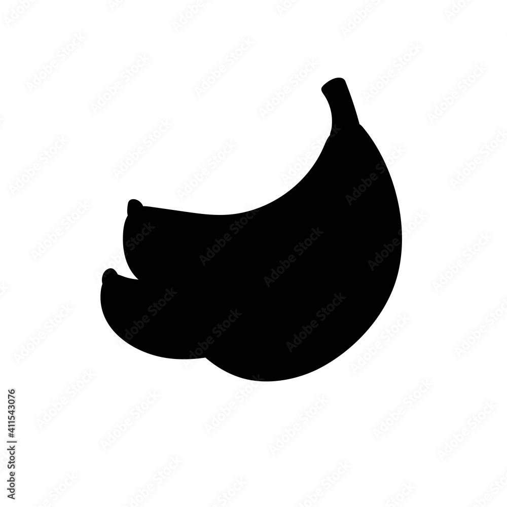 Cartoon bananas isolated on white background. Vector illustration. Black silhouette Cartoon bananas isolated on white background. Vector illustration. Black silhouette