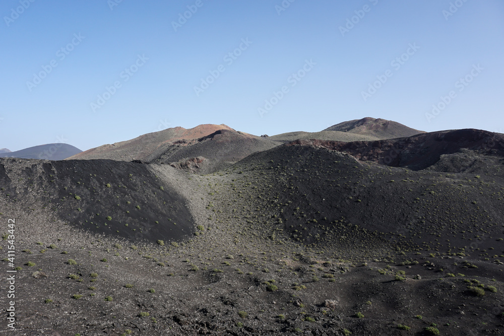 Volcanic mountains of fire in Lanzarote, Canary Islands.