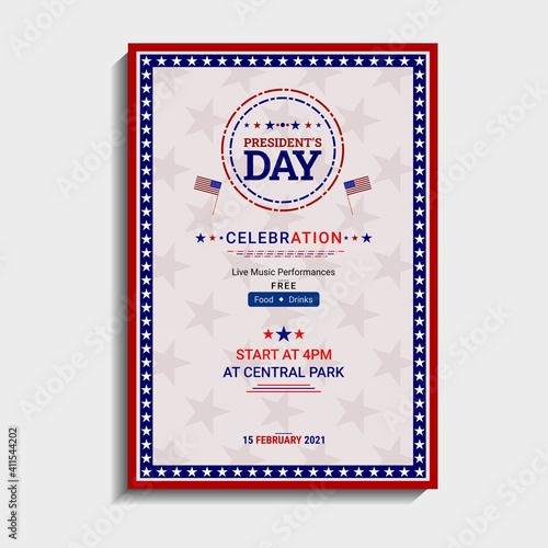 US Presidents Day template design. It is suitable for posters, banners, flyers, invitations, advertising. Vector illustration