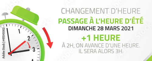Passage à l'heure d'été - Changement d'heure le 28 Mars 2021
