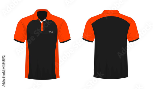 T-shirt Polo orange and black template for design on white background. Vector illustration eps 10.