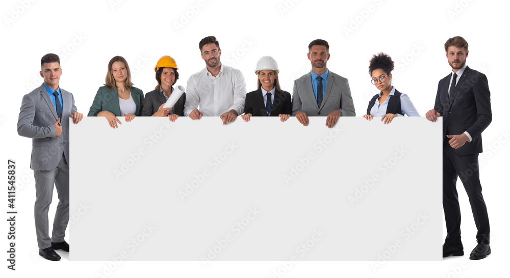 Architects holding banner Architects holding banner