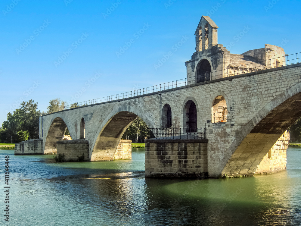The Saint-Benezet bridge over the Rhone river in Avignon