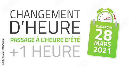 Passage à l'heure d'été - Changement d'heure le 28 Mars 2021