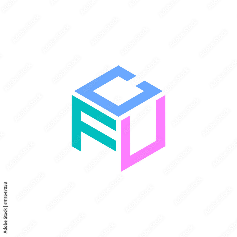 Logo with three letter CFU. Hexagon design vector Logo with three letter CFU. Hexagon design vector
