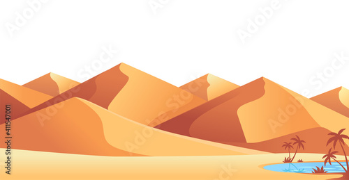 Sunny desert dunes background vector illustration