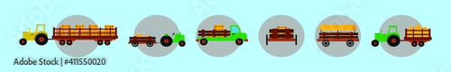 set of hayride cartoon icon design template with various models. vector illustration isolated on blue background