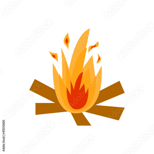Bonfire - symbol of the traditional holiday carnival about Russian Pancake week. Translation Shrovetide or Maslenitsa. Spring festival. Flat vector illustration