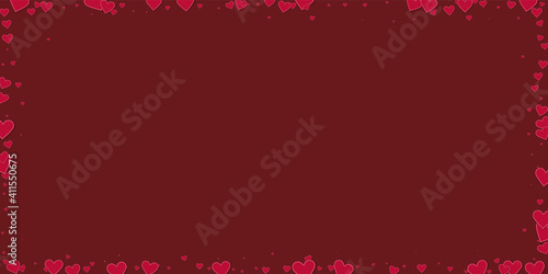 Red heart love confettis. Valentine's day frame wo