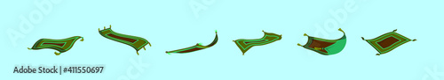set of magic carpet cartoon icon design template with various models. vector illustration isolated on blue background