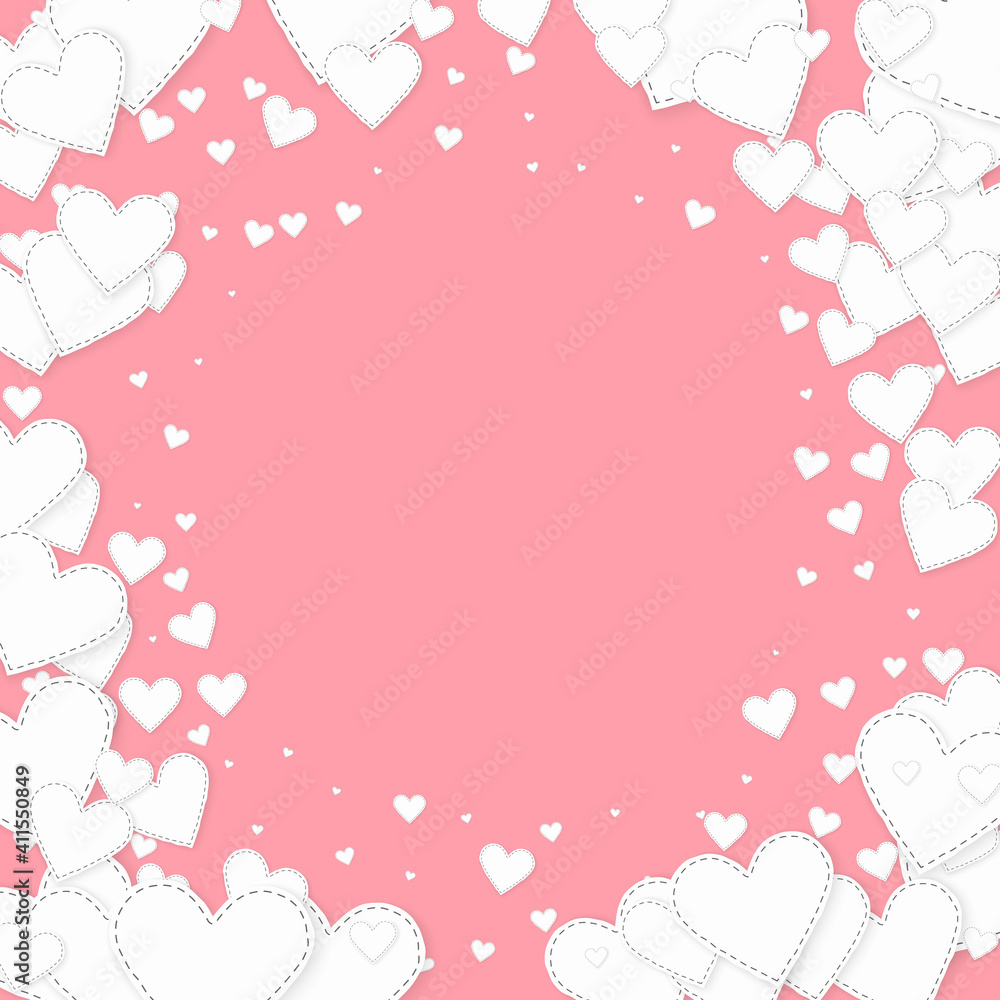 White heart love confettis. Valentine's day vignet