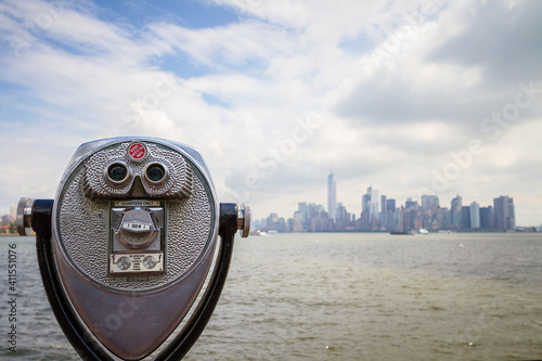 Binocular for the observation of New York cityscape from Liberty Island
