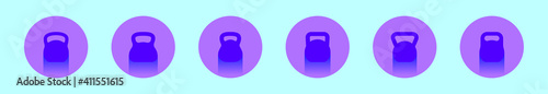 set of kettle bell cartoon icon design template with various models. vector illustration isolated on blue background