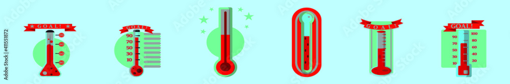 Fototapeta premium set of goal thermometer cartoon icon design template with various models. vector illustration isolated on blue background