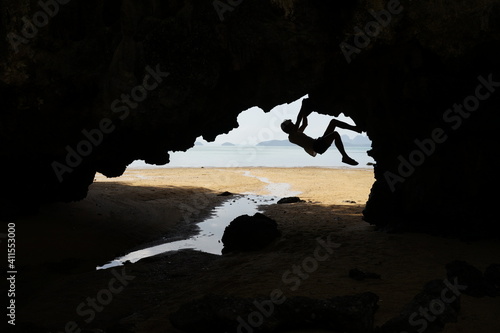 Exploring a cave on a remote island in Thailand
