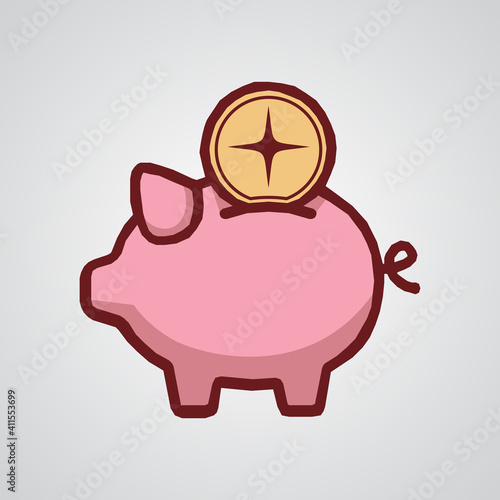 Vector Illustration of piggy bank, cute piggy bank.