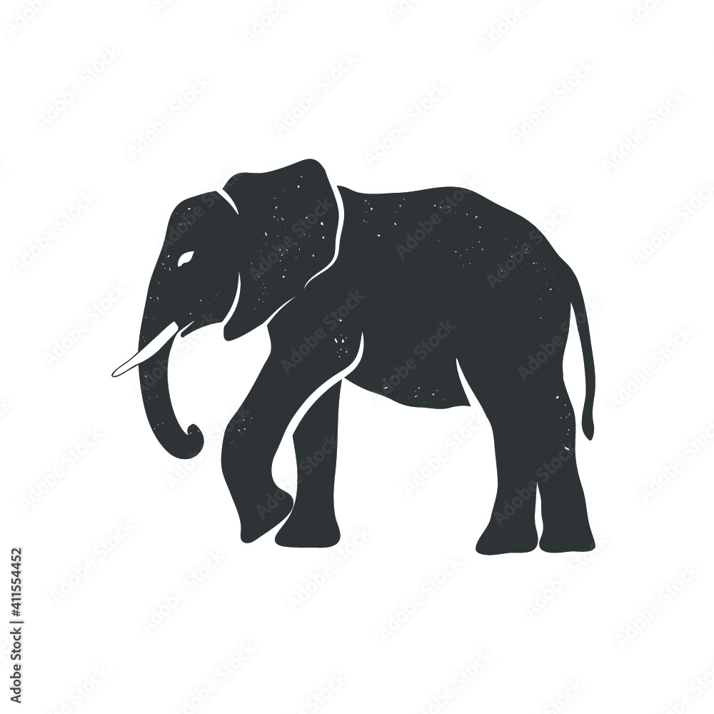 Obraz premium African elephant isolated on white. Vector illustration.