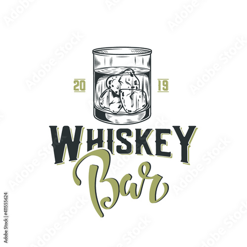 Whiskey sign for bar menu. Vector illustration.