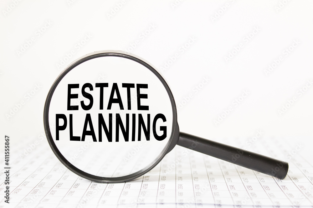 words ESTATE PLANNING in a magnifying glass on a white background. business concept words ESTATE PLANNING in a magnifying glass on a white background. business concept