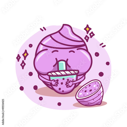 Cute taro cartoon character isolated on white background	