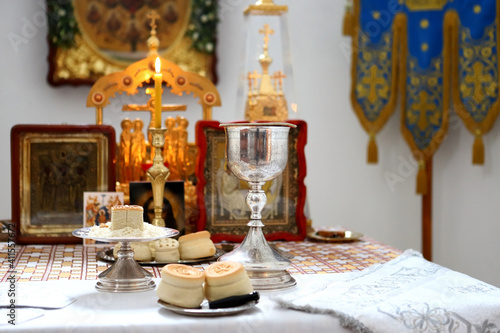 On the altar of the Orthodox Church is laid the liturgical liturgical bread 