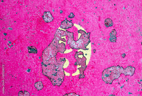number 9 on a colored concrete floor