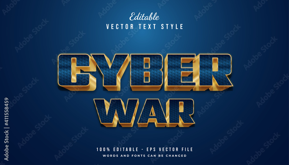 Elegant 3d Bold Blue and Gold Text Style with Texture Effect Stock ...
