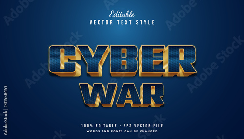 Elegant 3d Bold Blue and Gold Text Style with Texture Effect