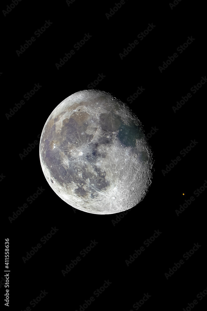 An amazing astronomical event, Moon surface covers planet Mars awe night sky view with an advanced amateur telescope. A dreamlike perspective view of our solar system and the Planets relative movement An amazing astronomical event, Moon surface covers planet Mars awe night sky view with an advanced amateur telescope. A dreamlike perspective view of our solar system and the Planets relative movement